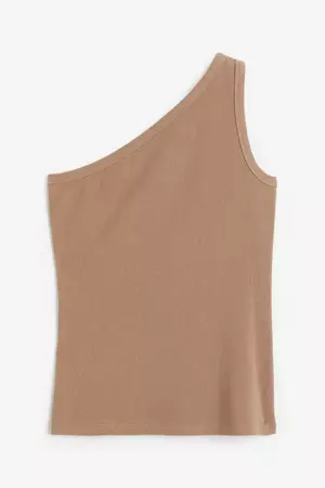 Ribbed One-shoulder Top - Dark beige - Ladies | H&M US