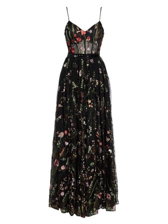Sleeveless black floral dress