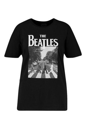 Plus Beatles Licensed T-Shirt | Boohoo Black