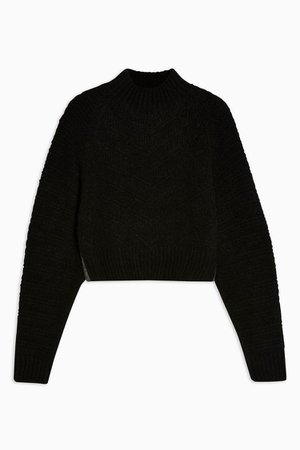 Black Chevron Super Crop Knitted Jumper | TopShop