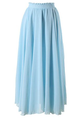 Light Blue Long Maxi Skirt - Retro, Indie and Unique Fashion