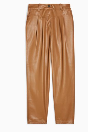 Tan 80s Faux Leather Peg Pants | Topshop