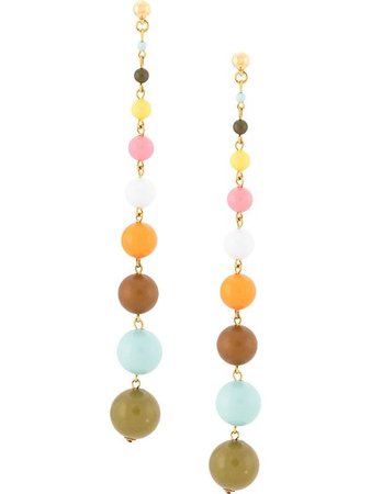 Oscar de la Renta colorful beaded drop earrings