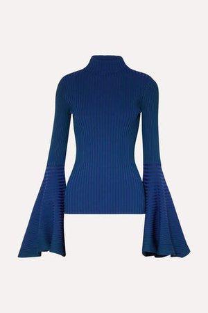 Sattal Ribbed Stretch-knit Turtleneck Top - Cobalt blue
