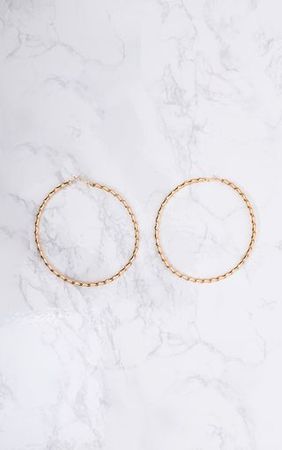 Brynn Gold Big Twisted Metal Hoop Earrings | PrettyLittleThing USA