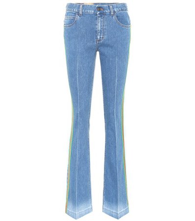 Web-trim flared jeans