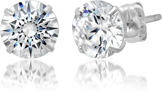 Amazon.com: 14k White Gold Swarovski Earrings for Women & Men with Genuine Round Swarovski | Cubic Zirconia Earrings Studs with Gold Earring Backs | 2 Carats total | by MAX + STONE: Clothing, Shoes & Jewelry