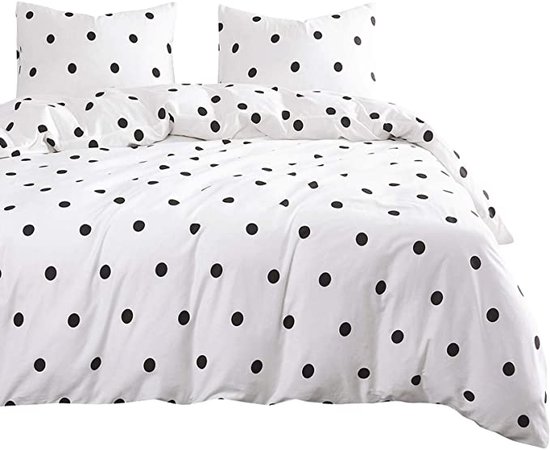 Amazon.com: Wake In Cloud - Polka Dot Comforter Set, 100% Cotton Fabric with Soft Microfiber Fill Bedding, Black Dotted Modern Pattern Printed on White (3pcs, Queen Size) : Home & Kitchen