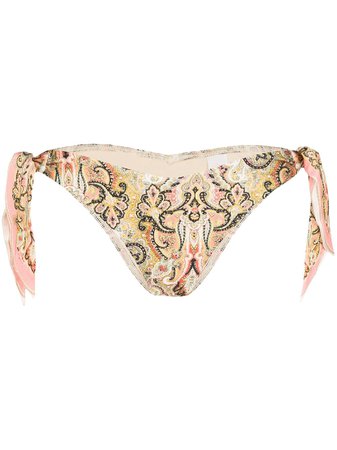 Zimmermann Paisley Print Side-Tie Bikini Bottoms 7025WFREB Pink | Farfetch