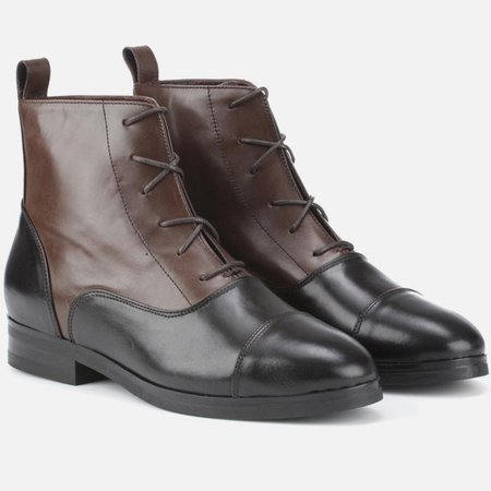 OXFORD ANKLE LACED BOOTS DARK BROWN & BLACK LEATHER UPPER – CBMadeInItaly