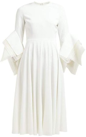 Ayres Folded Sleeve Midi Dress - Womens - Ivory