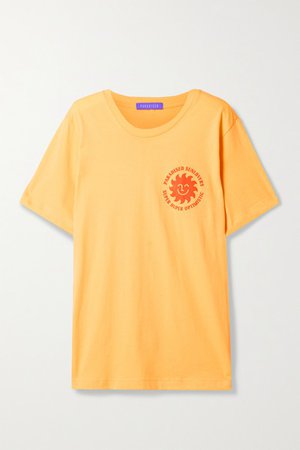 Printed Cotton-jersey T-shirt - Yellow