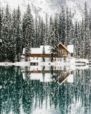Winter cabin photography
