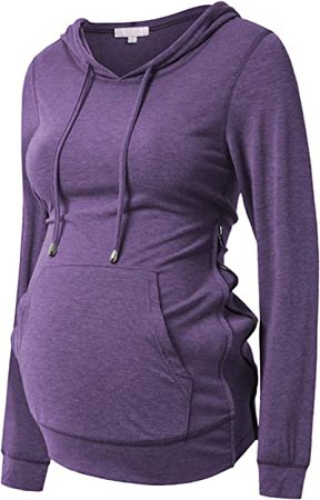 Bhome Maternity Hoodies with Side Zip Up Casual Pregnancy Shirt Sweatshirts Long Sleeve Maternity Tops Green M at Amazon Women’s Clothing store