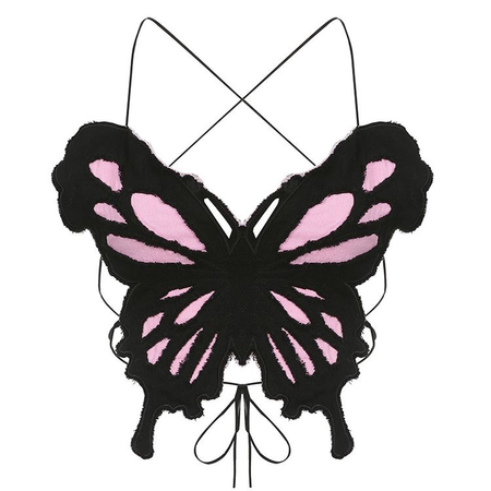 black and pink butterfly top