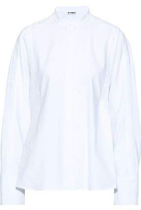 Oversized Pleated Cotton-pique Shirt
