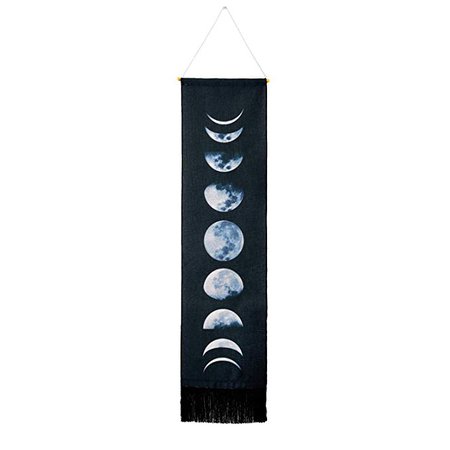 Amazon.com: Martine Mall Tapestry Wall Hanging Tapestries Nine Phases of The Full Growth Cycle of The Moon Wall Tapestry Cotton Linen Wall Art, Modern Home Decor (Black Moon Phase Change, 12.99" x 52.75"): Home & Kitchen