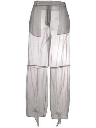 Off-White Sheer Straight-Leg Trousers OWCA097R20H220680600 | Farfetch
