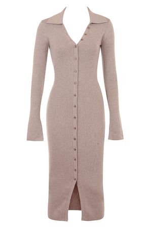 Clothing : Midi Dresses : 'Yvette' Beige Cashmere Knit Midi Dress