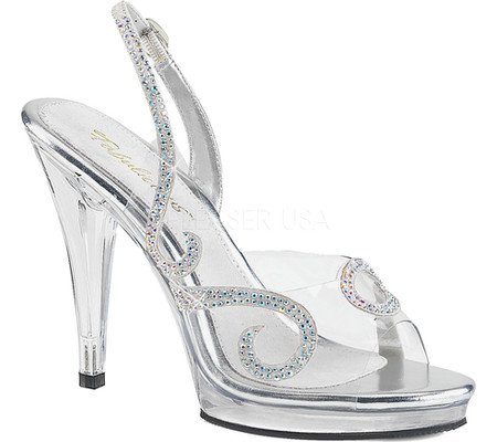 Womens Fabulicious Flair 457 Slingback - Clear PVC-Grey/Clear - FREE Shipping & Exchanges