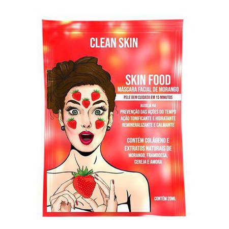 Máscara Facial Clean Skin Food De Morango 20ml nas Lojas Americanas.com