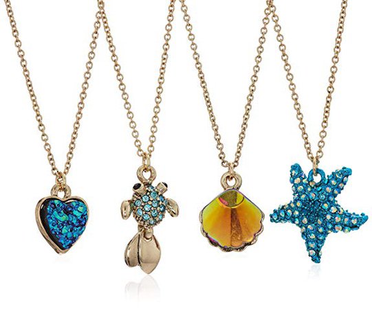Betsey Johnson "Crabby Couture" Sealife Pendant Necklace Jewelry Set, Blue, One Size: Clothing