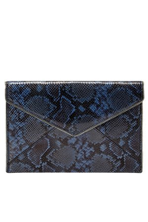Blue Snake Printed Leo Clutch by Rebecca Minkoff Accessories for $20 | Rent the Runway
