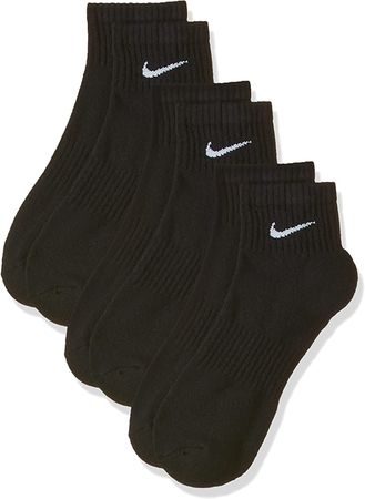 Nike Everyday Cushion Ankle Training Socks (3 Pair), Men's & Women's Ankle Socks with Sweat-Wicking Technology, Black/White, Medium