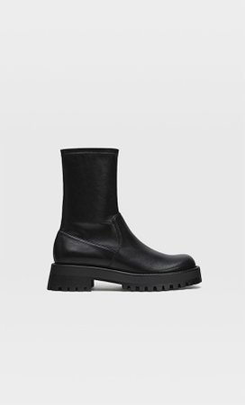 Stretch track-sole ankle boots - Women's Just in | Stradivarius United States  BLACK