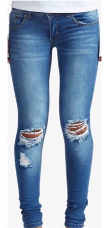 blue knee ripped jeans