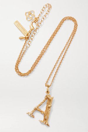 Gold Letter gold-plated crystal necklace | Oscar de la Renta | NET-A-PORTER