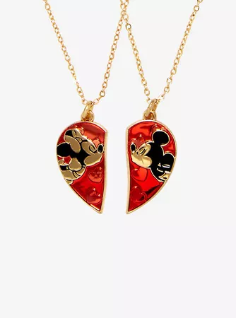 Disney Mickey Mouse Kisses With Minnie Mouse Best Friend Necklace Set