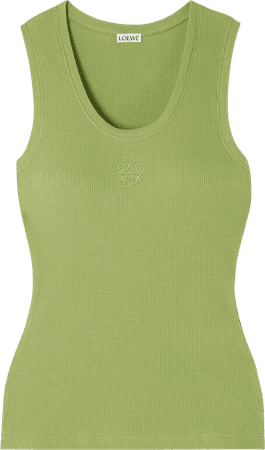 Loewe Embroidered Ribbed Stretch cotton tank
