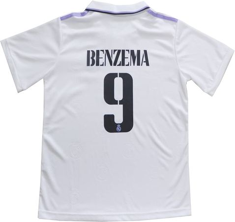 Amazon.com : LeenBD 2022/2023 New Benzema No #9 Madrid Home White Kids Soccer Jersey Kit Shorts Socks Set Youth Sizes (White, 4-5 Years Old) : Sports & Outdoors