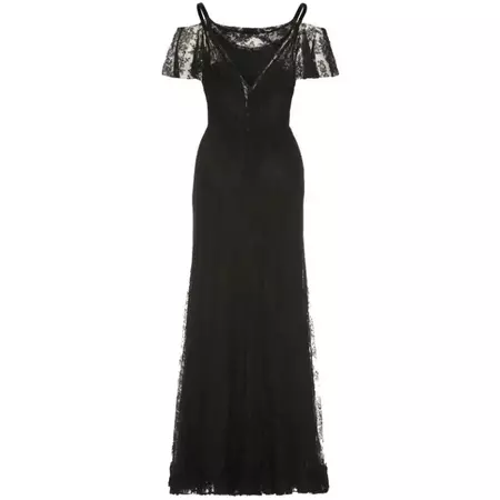 1930s Layered Black Lace Gown For Sale at 1stDibs