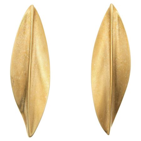 Vintage 18k Gold Leaf Earrings