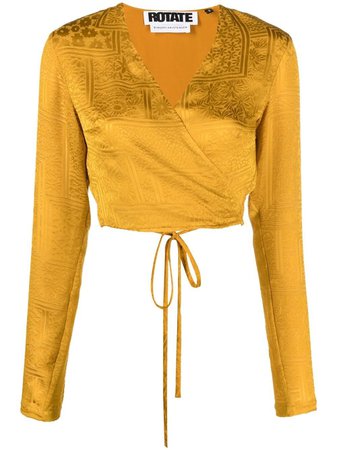 ROTATE floral jacquard wrap blouse yellow RT243 - Farfetch
