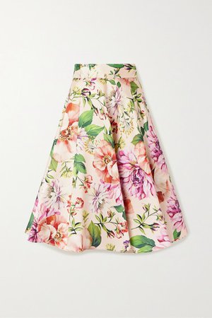 Dolce & Gabbana | Pleated floral-print silk-faille midi skirt | NET-A-PORTER.COM
