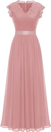 Amazon.com: Dressystar Women's V Neck Sleeveless Lace Bridesmaid Dress Wedding Guest Dress Formal Party Gown 0050BD Blush S : Clothing, Shoes & Jewelry