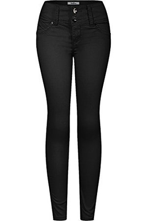 2LUV Women's 2 Button Stretchy Butt Lift Skinny Color Colombian Jean Black 3 Clout Wear