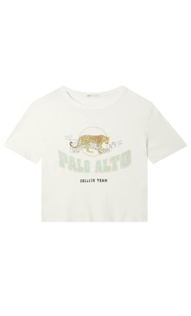 T-shirt with college print - Women's Just in | Stradivarius United States