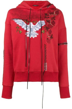 Embroidered cotton hoodie