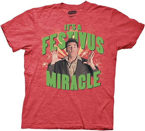 Amazon.com: Seinfeld Festivus Miracle Adult T-Shirt - Red (Medium) : Clothing, Shoes & Jewelry