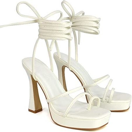 Amazon.com | ESSEX GLAM Womens Strappy Platform High Heel Sandals Ladies Lace Up Straps Party Evening Shoes Size | Platforms & Wedges