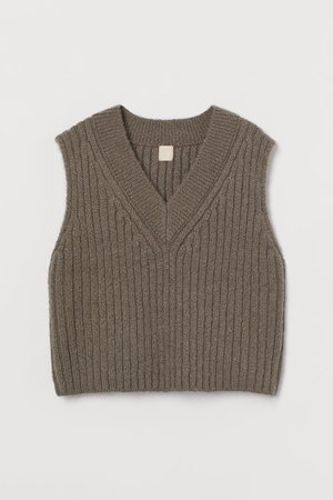 Ribbed Sweater Vest - khaki brown taupe - Ladies | H&M US