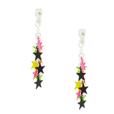 Neon Star Drop Clip On Earrings | Claire's