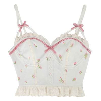 Vintage Sweet Spring Summer Girl Princess Tulip Bow Lace Light Pink White Bra Camisole Tank Top · sugarplum · Online Store Powered by Storenvy
