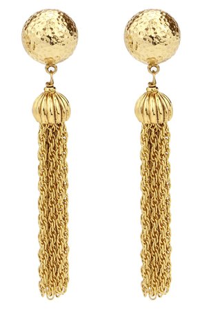 Ben-Amun Chain Tassel Round Clip Earrings | Nordstrom
