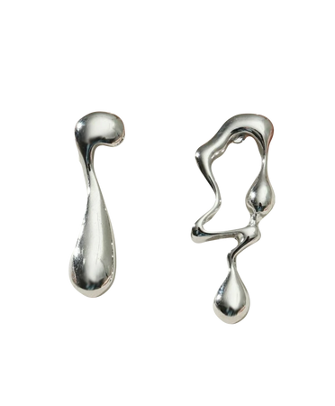 silver drip earrings