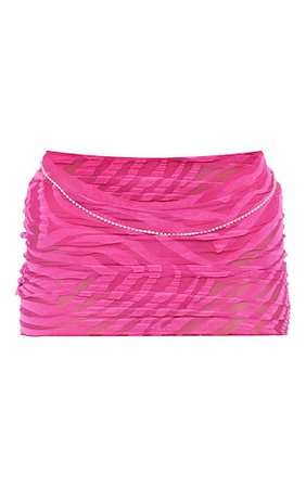Hot Pink Zebra Devore Micro Mini Skirt | PrettyLittleThing USA